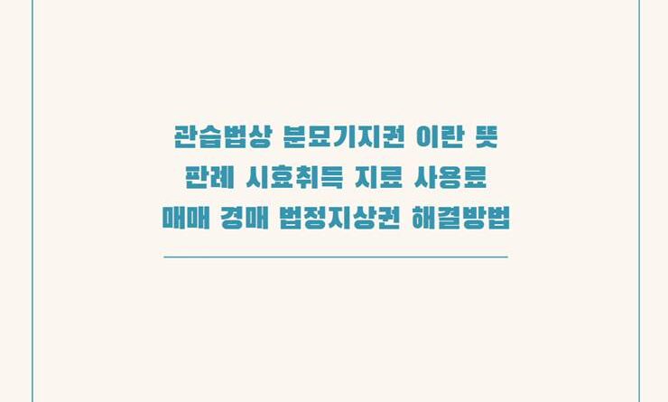 관습법상 분묘기지권 이란 뜻 판례 시효취득 지료 사용료 매매 경매 법정지상권 해결방법