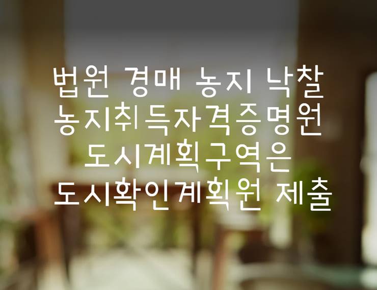 법원 경매 농지 낙찰 농지취득자격증명원 도시계획구역은 도시확인계획원 제출