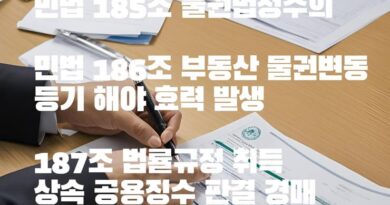 민법 185조 물권법정주의 186조 등기해야 취득 187조 법률규정 취득