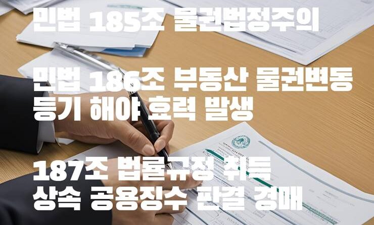 민법 185조 물권법정주의 186조 등기해야 취득 187조 법률규정 취득